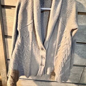 Free People Women's Beige Cable Knit Cardigan